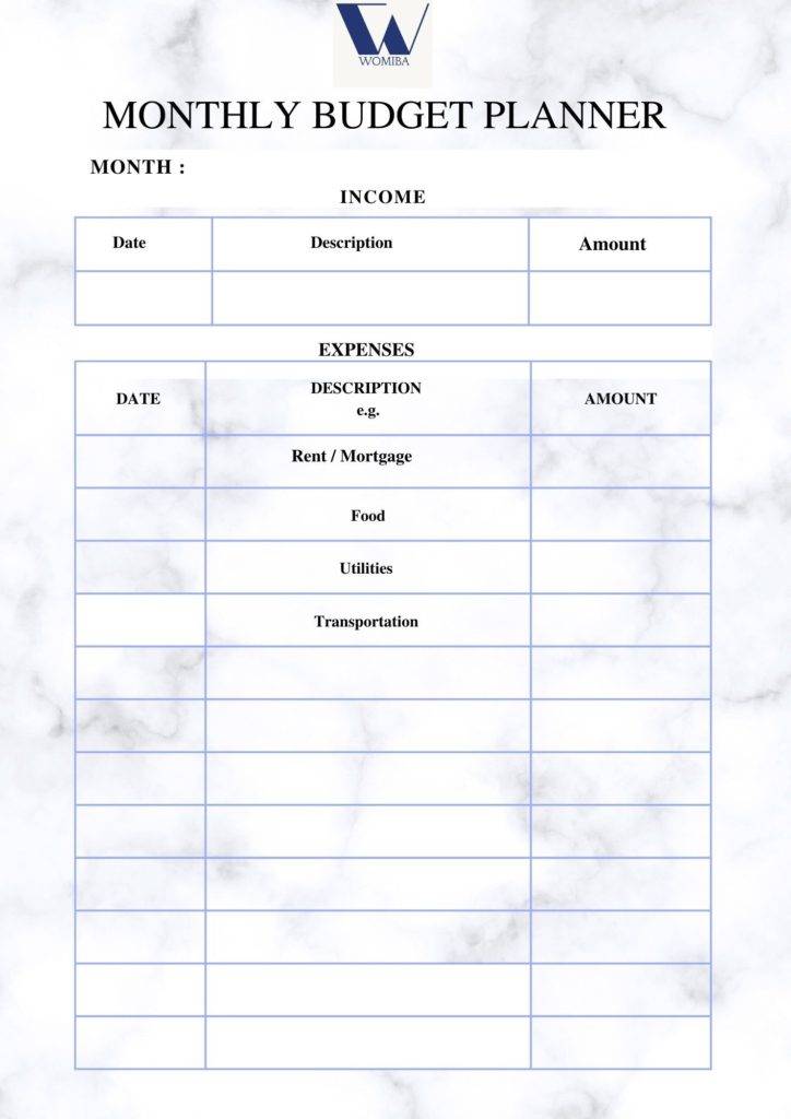 Womiba Simple Monthly Budget Planner 1 1